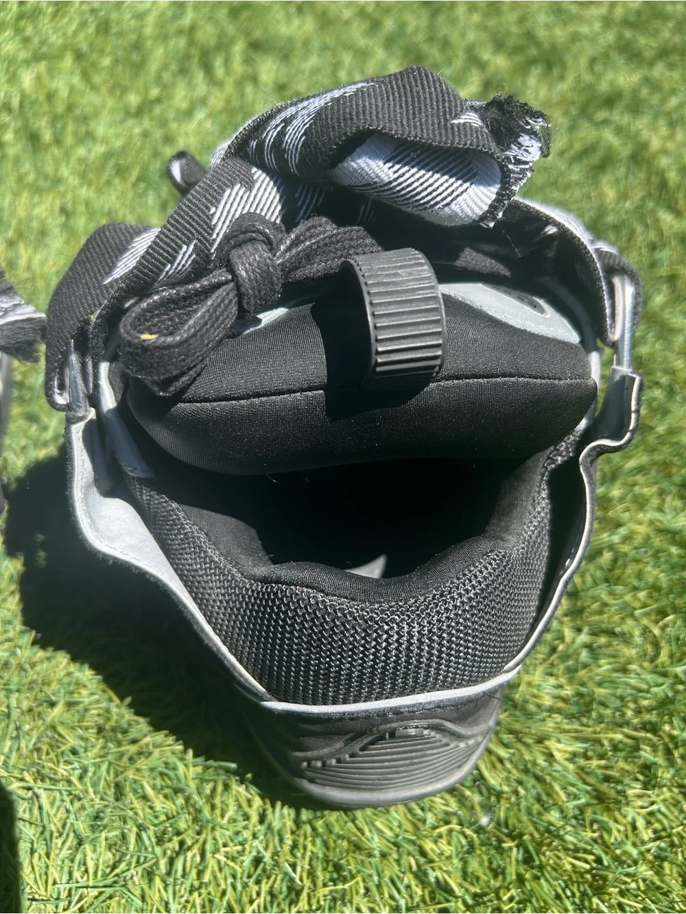 Lanvin Black and Gray High-Top Sneakers with Patterned Laces